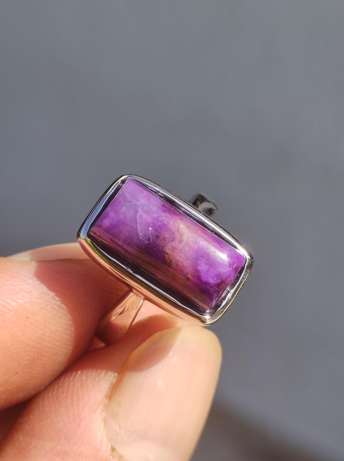 Sugilite Ring - 925 Sterling Silver - Gemstone Purple Healing Stone Natural Cabochon Woman Gift Her Mother's Day Grandma Christmas Crystal Rare