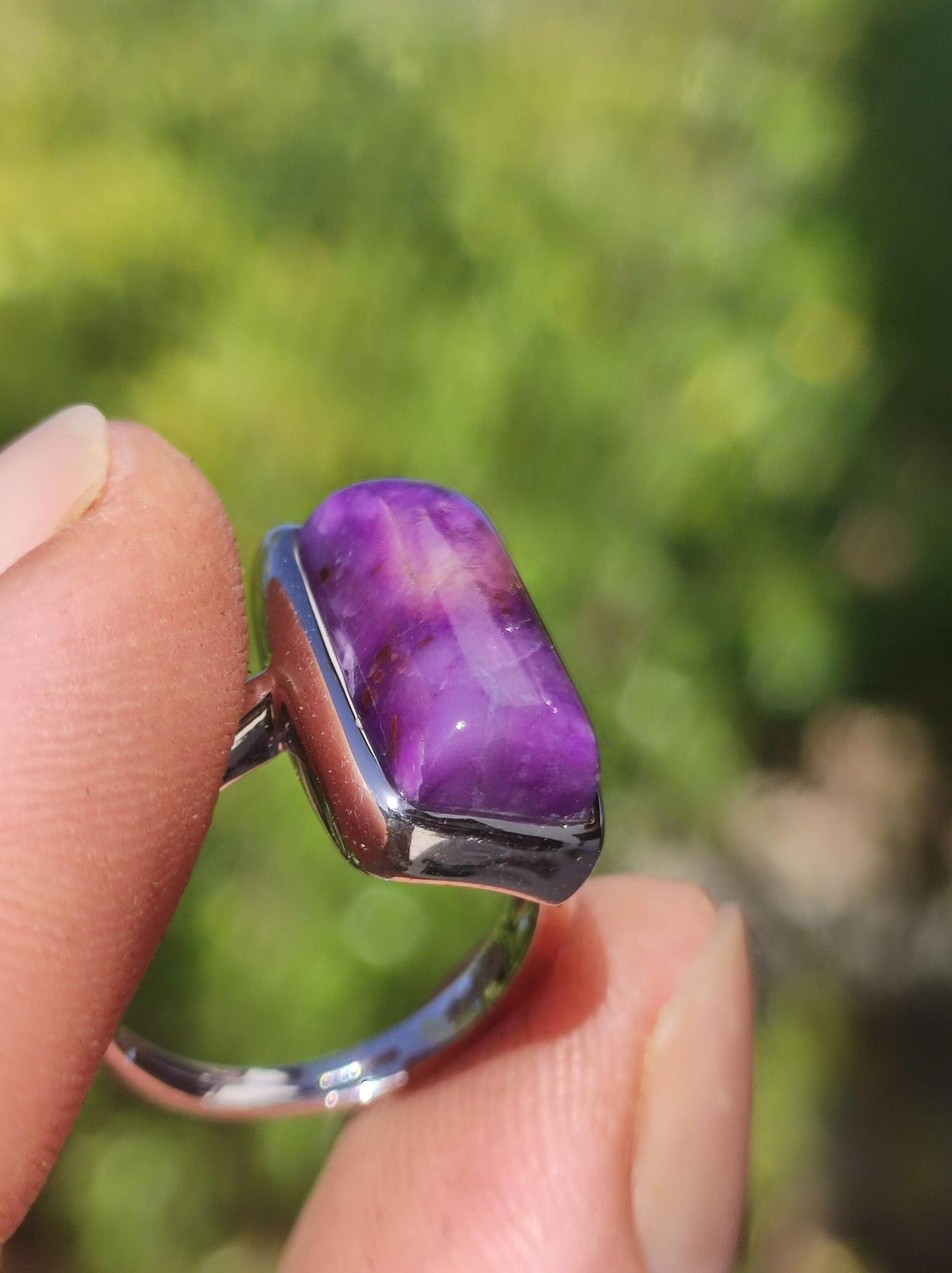 Sugilite Ring - 925 Sterling Silver - Gemstone Purple Healing Stone Natural Cabochon Woman Gift Her Mother's Day Grandma Christmas Crystal Rare