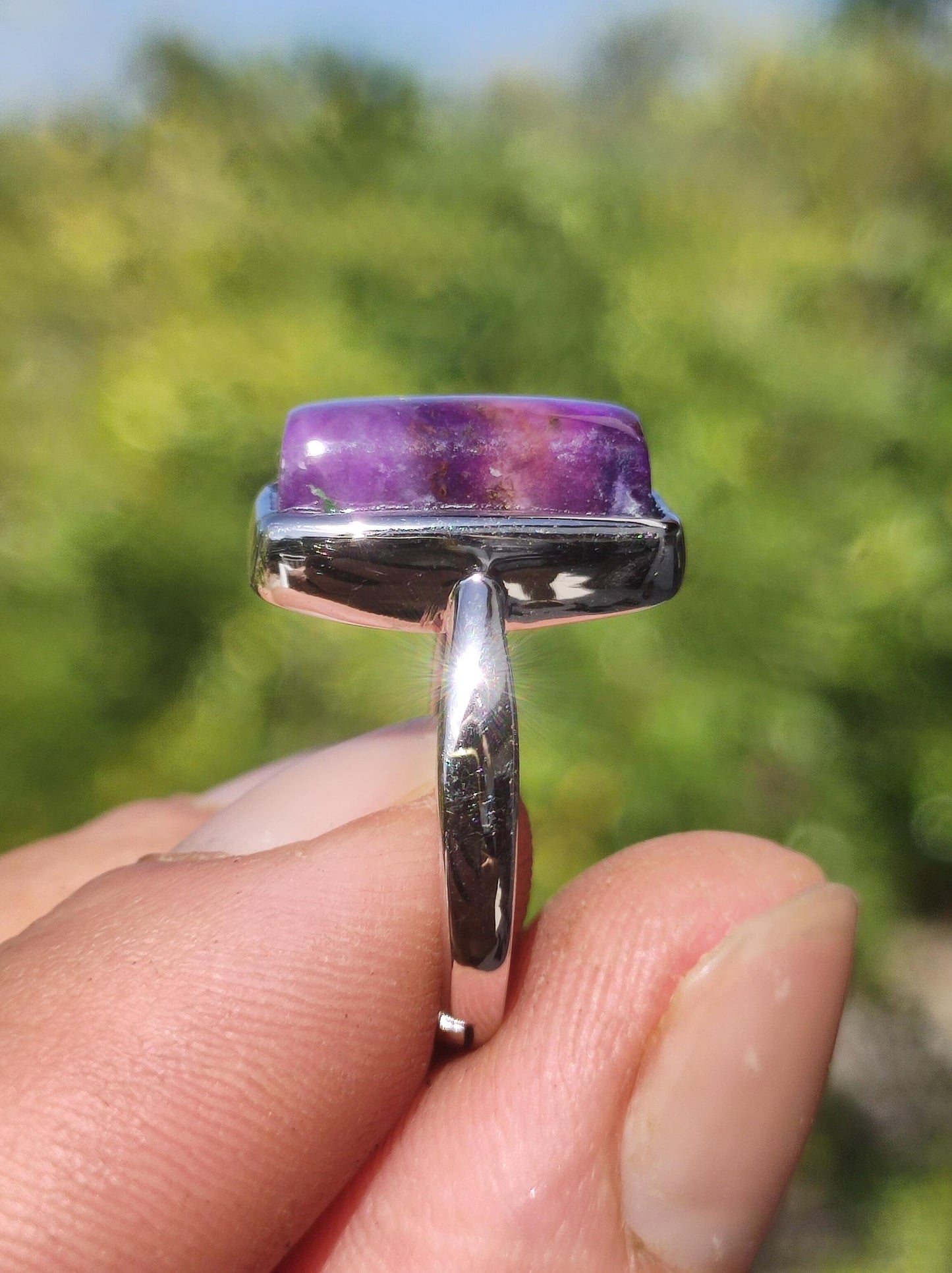 Sugilite Ring - 925 Sterling Silver - Gemstone Purple Healing Stone Natural Cabochon Woman Gift Her Mother's Day Grandma Christmas Crystal Rare