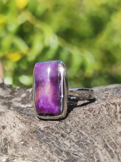 Sugilite Ring - 925 Sterling Silver - Gemstone Purple Healing Stone Natural Cabochon Woman Gift Her Mother's Day Grandma Christmas Crystal Rare