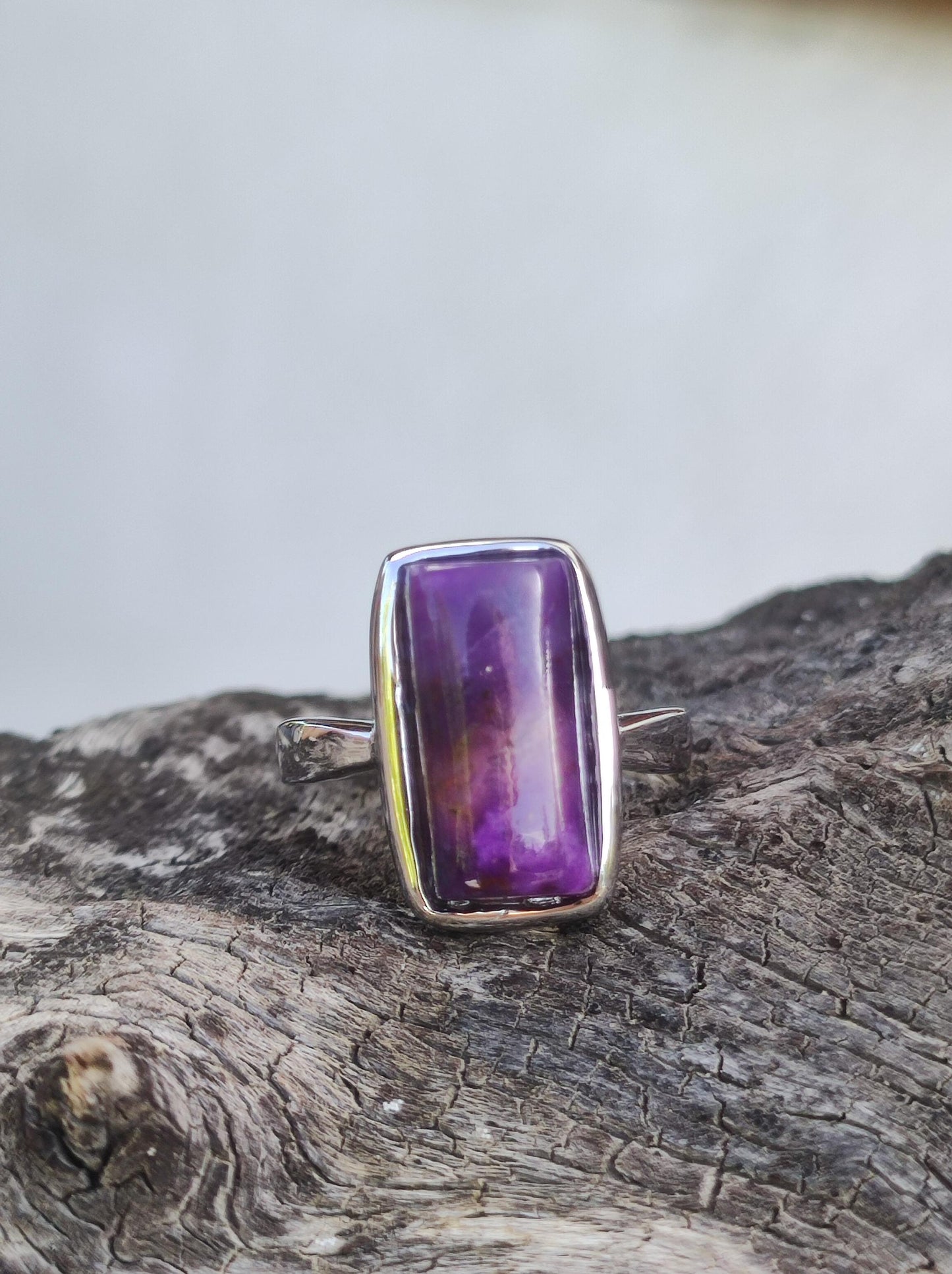 Sugilite Ring - 925 Sterling Silver - Gemstone Purple Healing Stone Natural Cabochon Woman Gift Her Mother's Day Grandma Christmas Crystal Rare