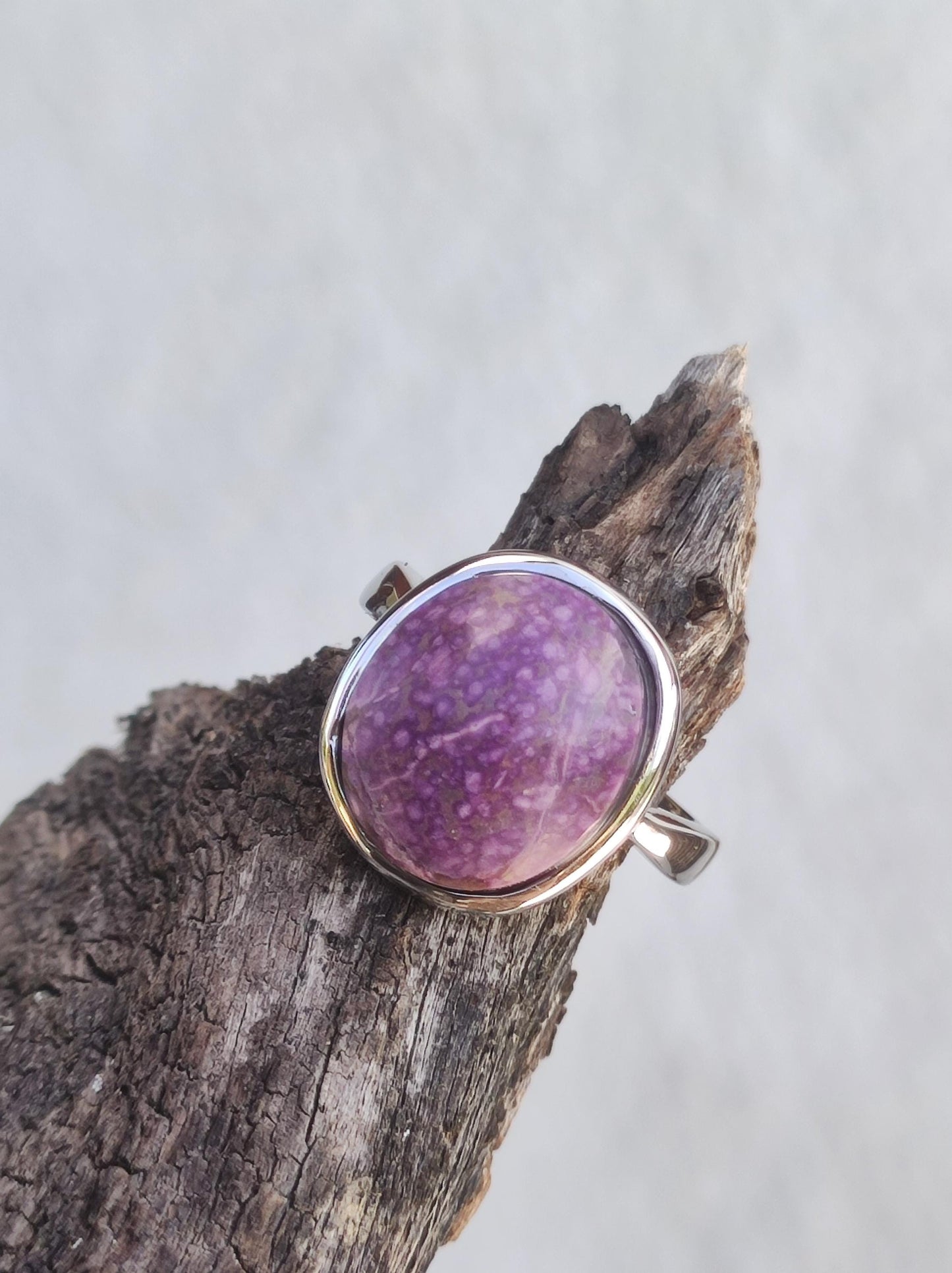 Sugilite Ring - 925 Sterling Silver - Gemstone Purple Healing Stone Natural Cabochon Woman Gift Her Mother's Day Grandma Christmas Crystal Rare