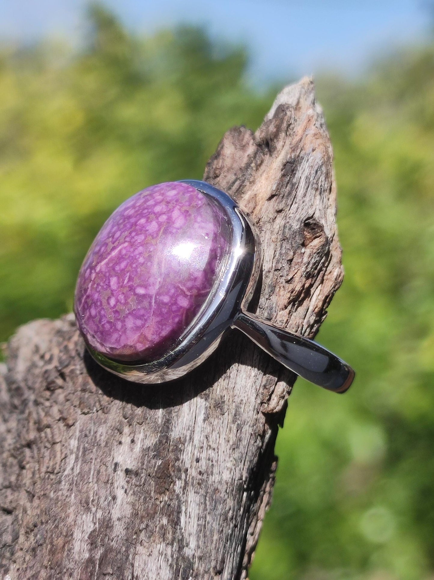 Sugilite Ring - 925 Sterling Silver - Gemstone Purple Healing Stone Natural Cabochon Woman Gift Her Mother's Day Grandma Christmas Crystal Rare