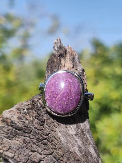 Sugilite Ring - 925 Sterling Silver - Gemstone Purple Healing Stone Natural Cabochon Woman Gift Her Mother's Day Grandma Christmas Crystal Rare