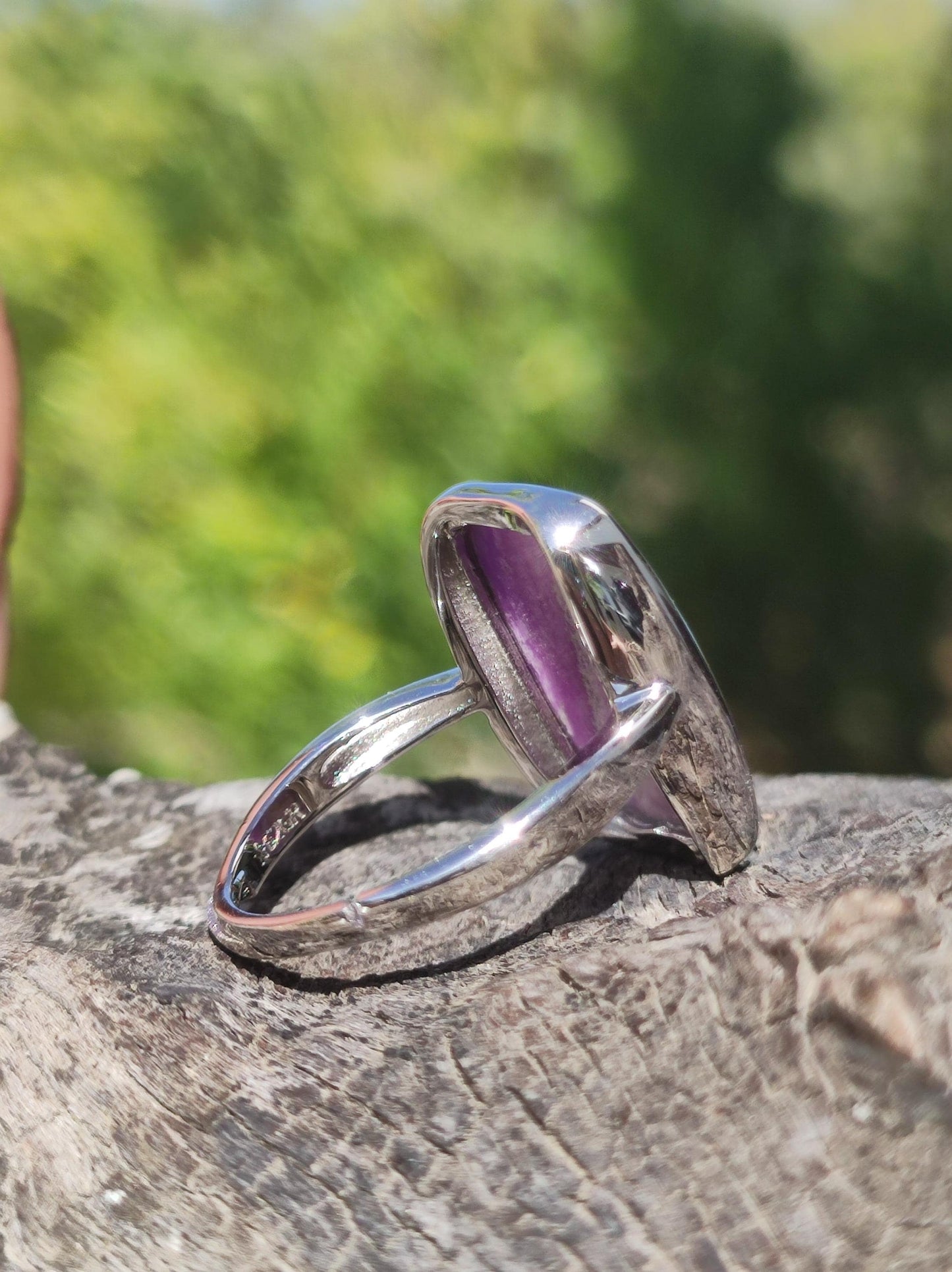 Sugilite Ring - 925 Sterling Silver - Gemstone Purple Healing Stone Natural Cabochon Woman Gift Her Mother's Day Grandma Christmas Crystal Rare