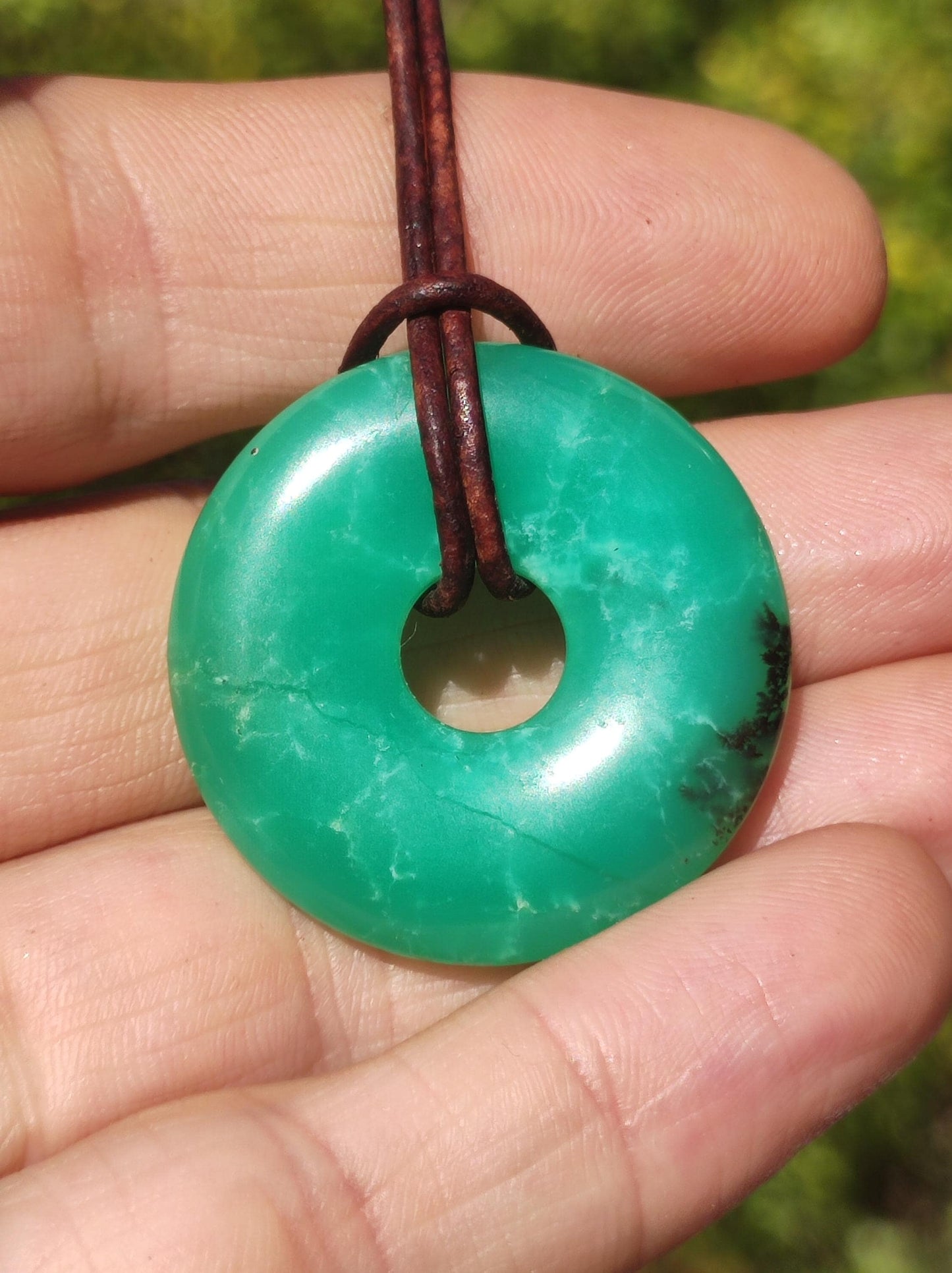 Chrysoprase ~ Edelstein Kette grün Natur Heilstein Schutzsymbol Mann Frau Glück HIPPIE GOA Boho Tibet Ethno Natur Rarität Geschenk Er Sie