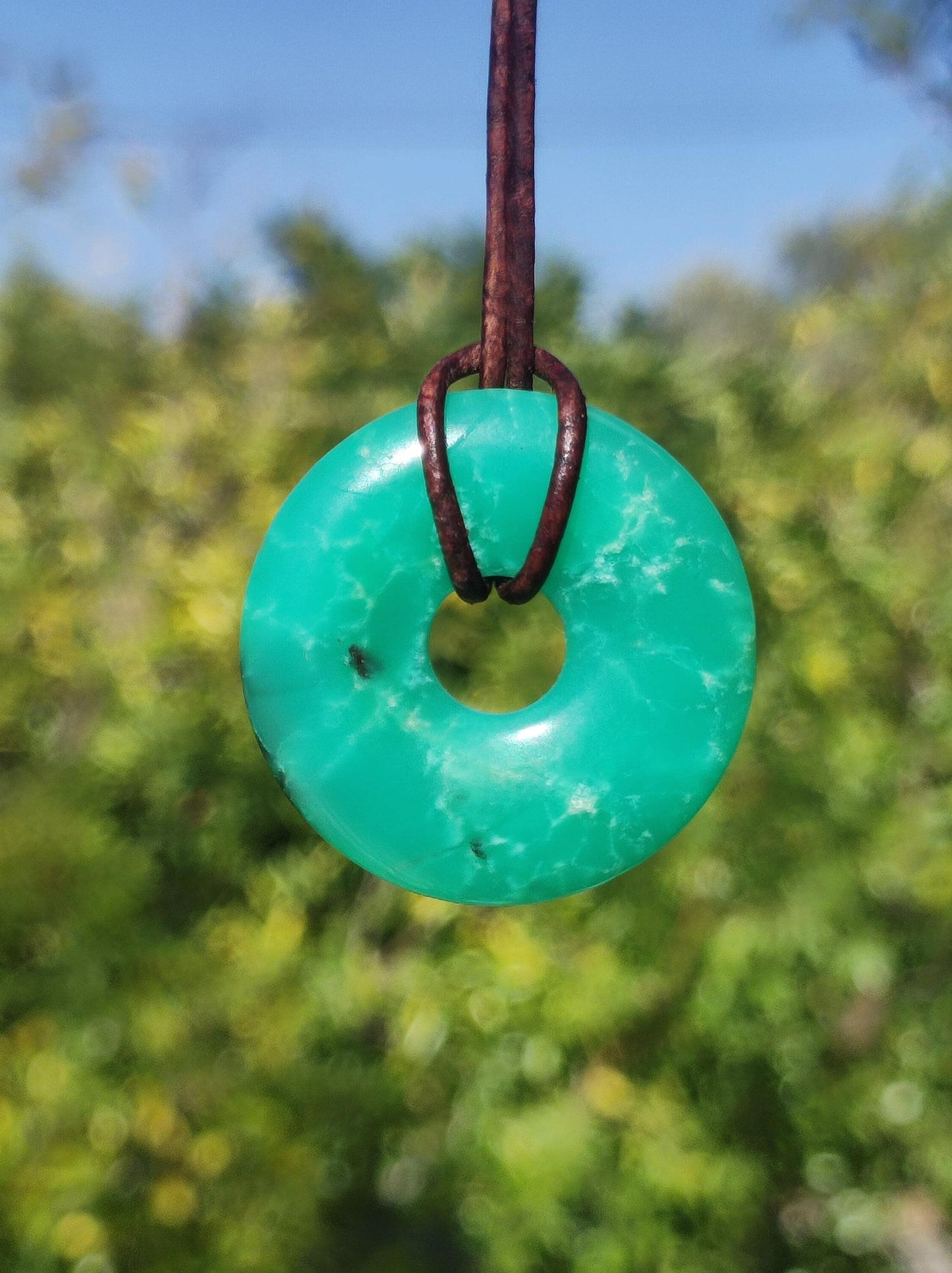 Chrysoprase ~ Edelstein Kette grün Natur Heilstein Schutzsymbol Mann Frau Glück HIPPIE GOA Boho Tibet Ethno Natur Rarität Geschenk Er Sie