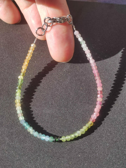 Tourmaline colorful AAA - gemstone bracelet 3mm beads healing stone energy nature real rarity unique rare jewelry woman man him her mother gift