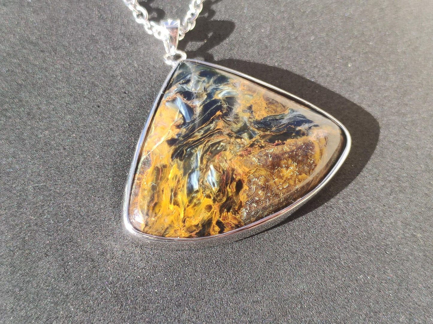 Pietersite gold - 925 Sterling Silver Gemstone Necklace Nature Protection Rarity Healing Stone Crystal Man Woman He She Gift Shimmer Reflection