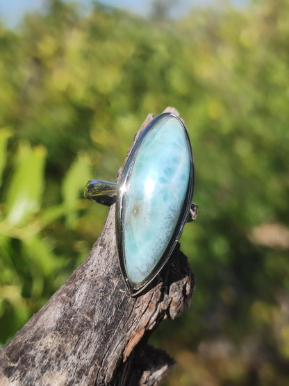 Larimar 925 Silver Ring "Atlantis Stone" Gemstone Blue Nature Sea Sky Set Energy Power Rarity Rare Woman Mother Her Grandma Gift