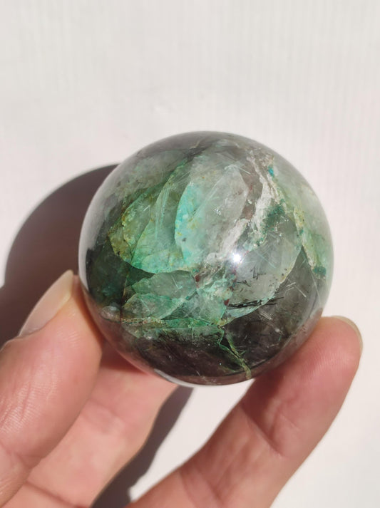 Quantum Quattro AAA Sphère ~ Boule de pierres précieuses magiques Massage et décoration Cristal Méditation Pierre de guérison Rareté Collecteur Minéral Chrysocolle Ronde