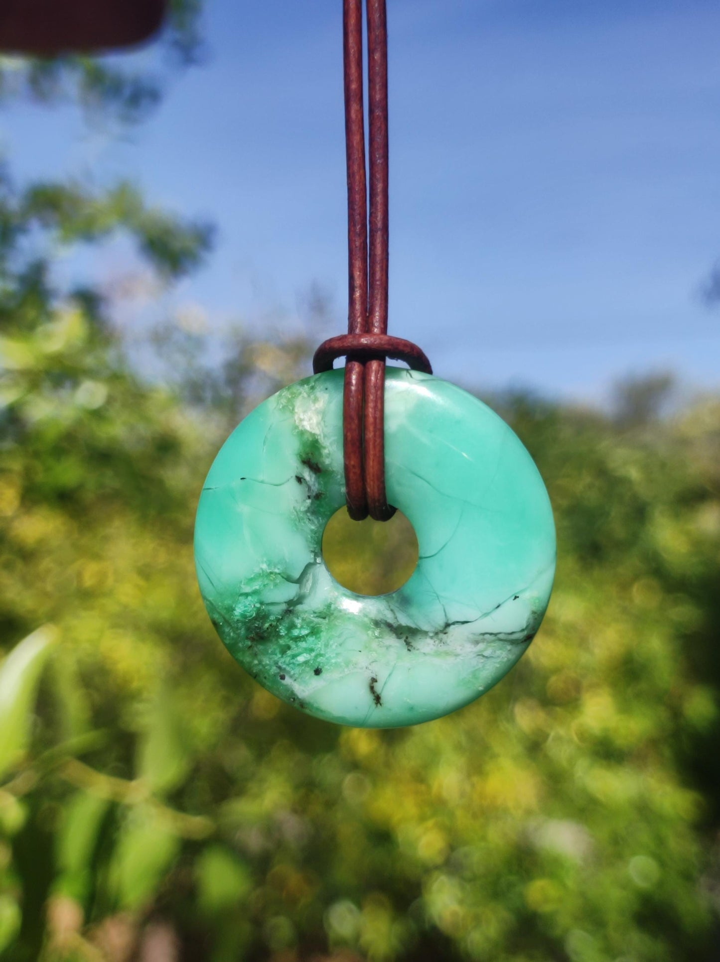 Chrysoprase ~ Edelstein Kette grün Natur Heilstein Schutzsymbol Mann Frau Glück HIPPIE GOA Boho Tibet Ethno Natur Rarität Geschenk Er Sie