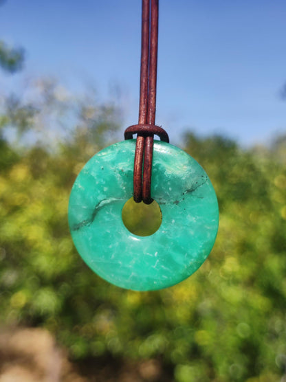 Chrysoprase ~ Collier de pierres précieuses vertes pierre de guérison naturelle symbole de protection homme femme bonheur HIPPIE GOA Boho Tibet Ethno Nature rareté cadeau lui elle