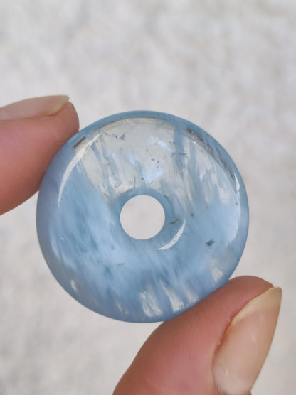 Aquamarin AAA 30mm Edelstein Donut Kette blau Rarität Natur Heilstein Kristall Anhänger Mann Frau Kind Er Sie Bruder Geschenk Qualität