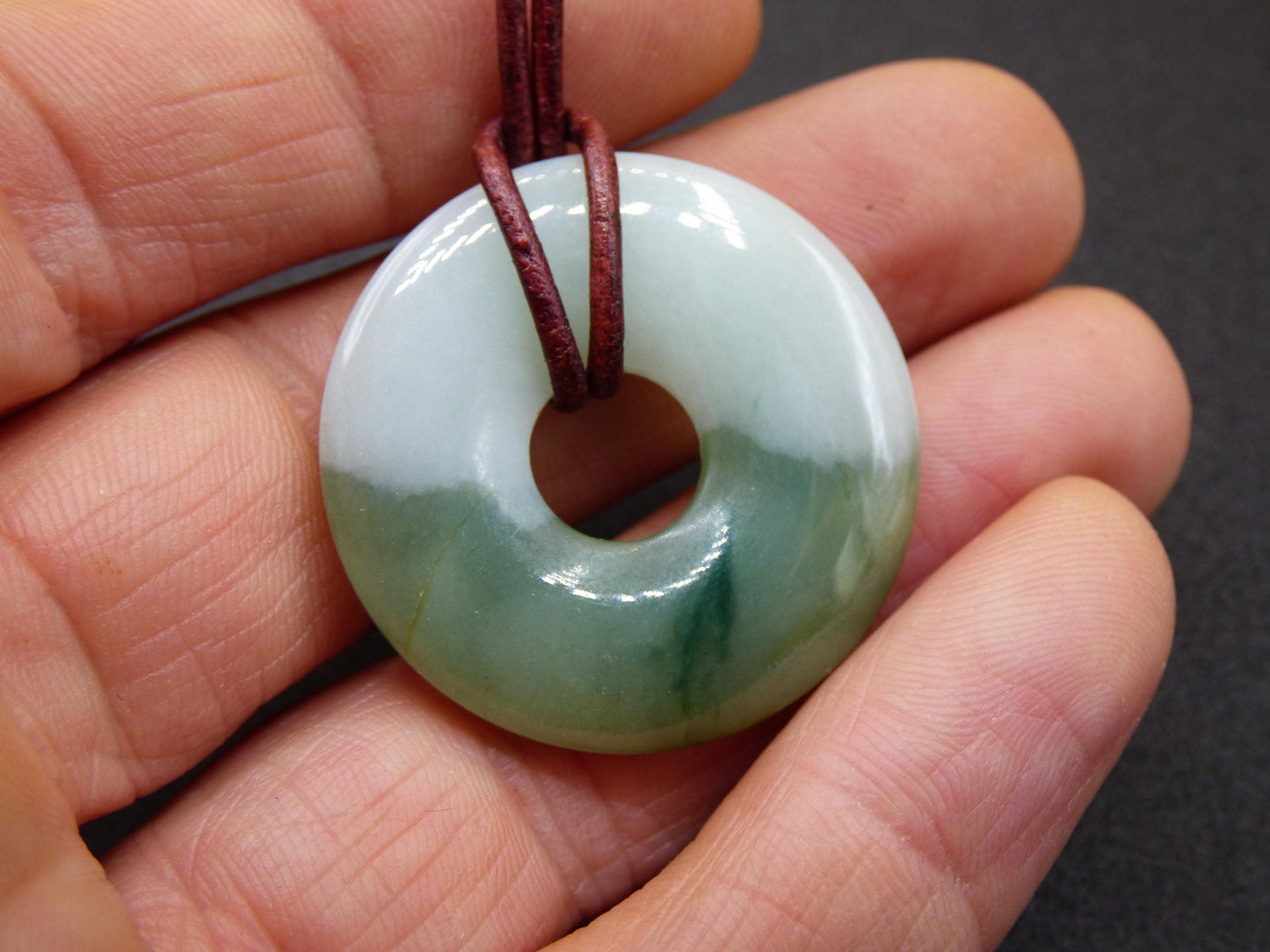 Burma Jade Donut *Rarity* ~ Gemstone Necklace ~HIPPIE ~GOA ~Boho ~Tibet ~Ethno ~Nature ~Donut ~Protection Symbol ~Healing Stone