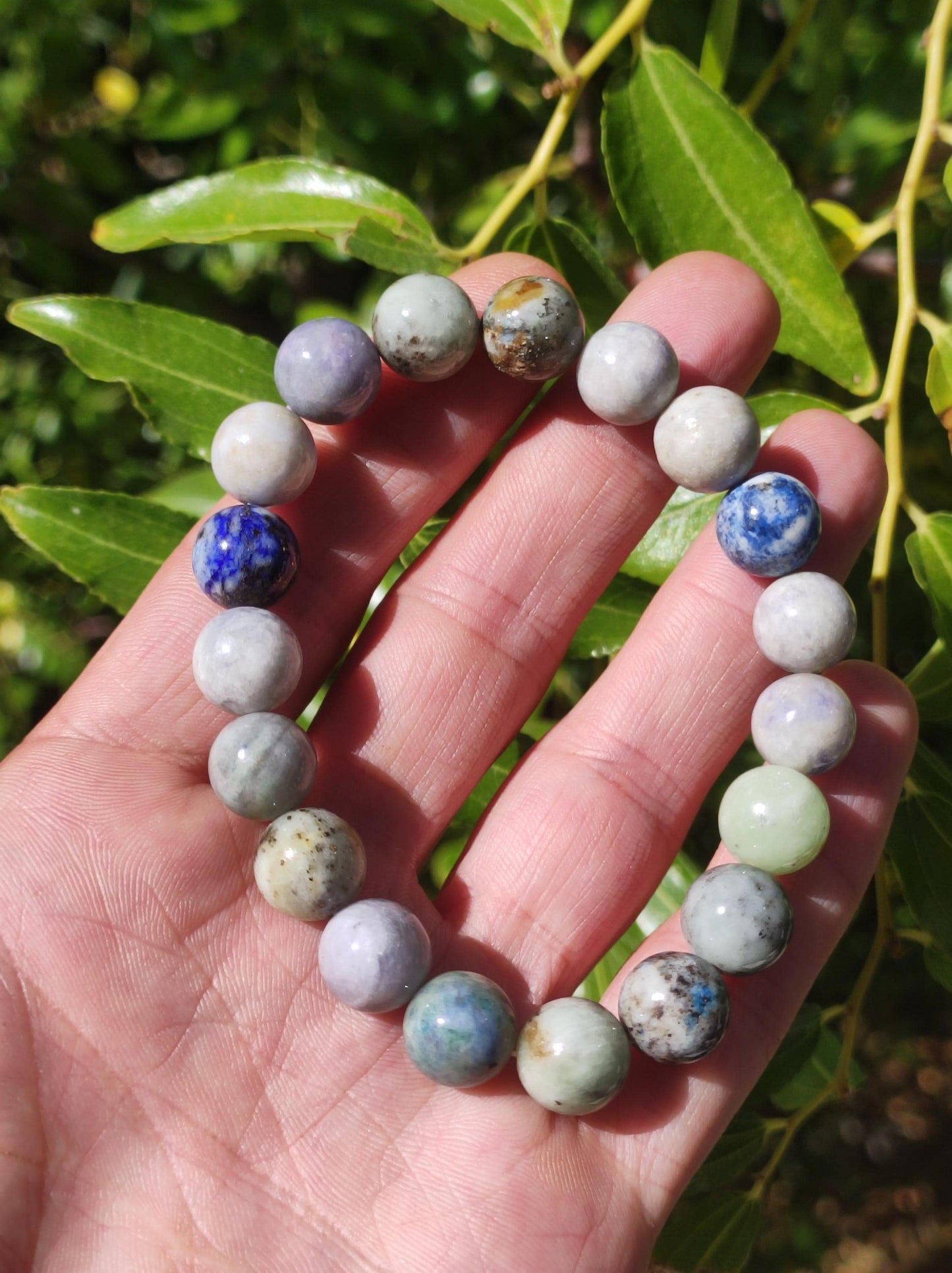 10mm Hackmanite *Rarity* Gemstone Stretch Bracelet blue pink white Pearls Crystal Gift Man Woman Rare Healing Stone He She Father Mother