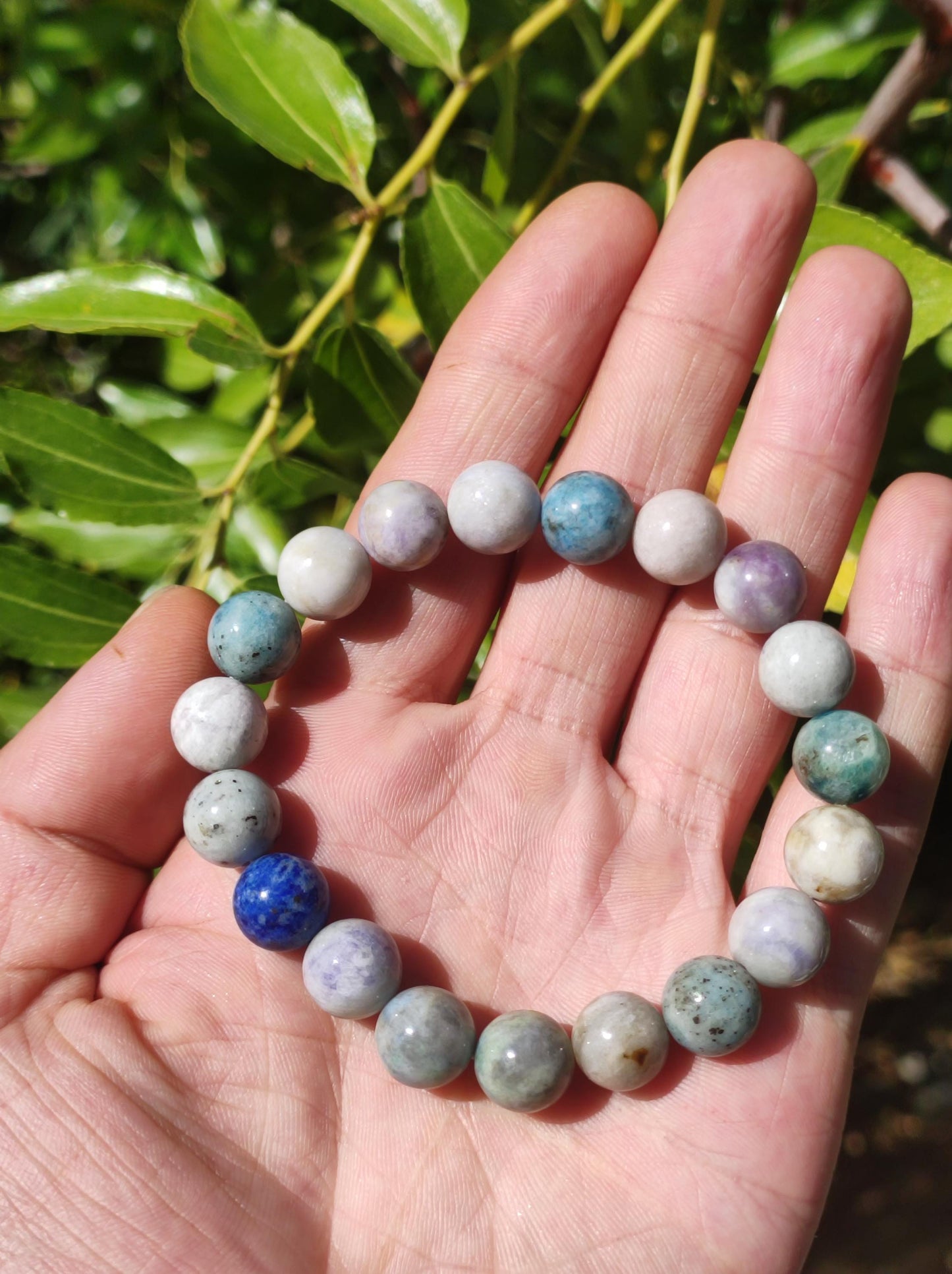 10mm Hackmanite *Rarity* Gemstone Stretch Bracelet blue pink white pearls crystal gift man woman rare healing stone he she father mother