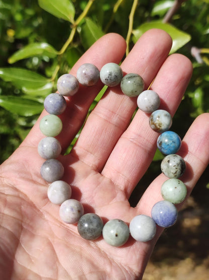 10mm Hackmanite *Rarity* Gemstone Stretch Bracelet blue pink white pearls crystal gift man woman rare healing stone he she father mother