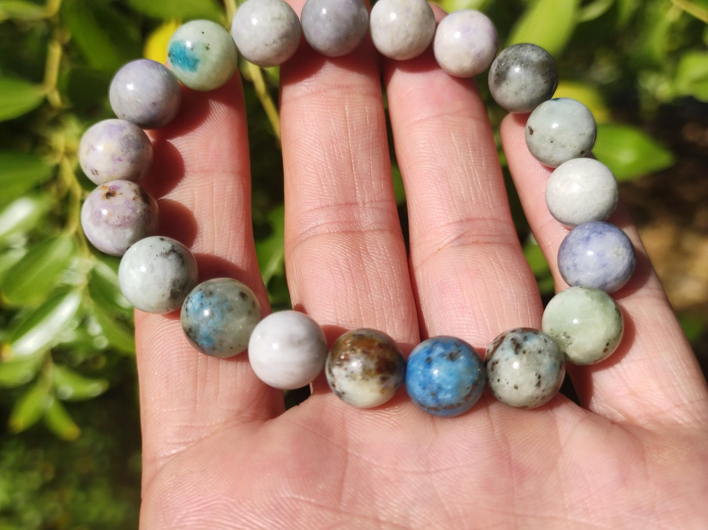 10mm Hackmanite *Rarity* Gemstone Stretch Bracelet blue pink white pearls crystal gift man woman rare healing stone he she father mother