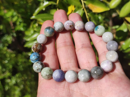 10mm Hackmanite *Rarity* Gemstone Stretch Bracelet blue pink white pearls crystal gift man woman rare healing stone he she father mother