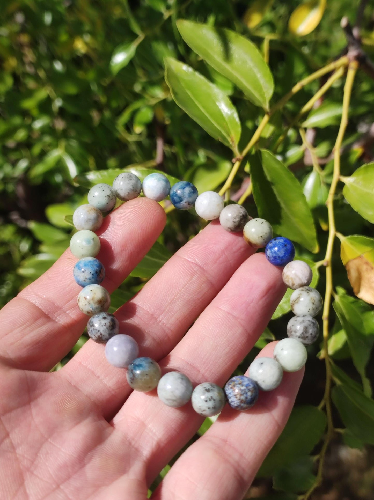 8mm Hackmanite *Rarity* Gemstone Stretch Bracelet Blue Pink White Pearls Crystal Gift Man Woman Rare Healing Stone He She Father Mother