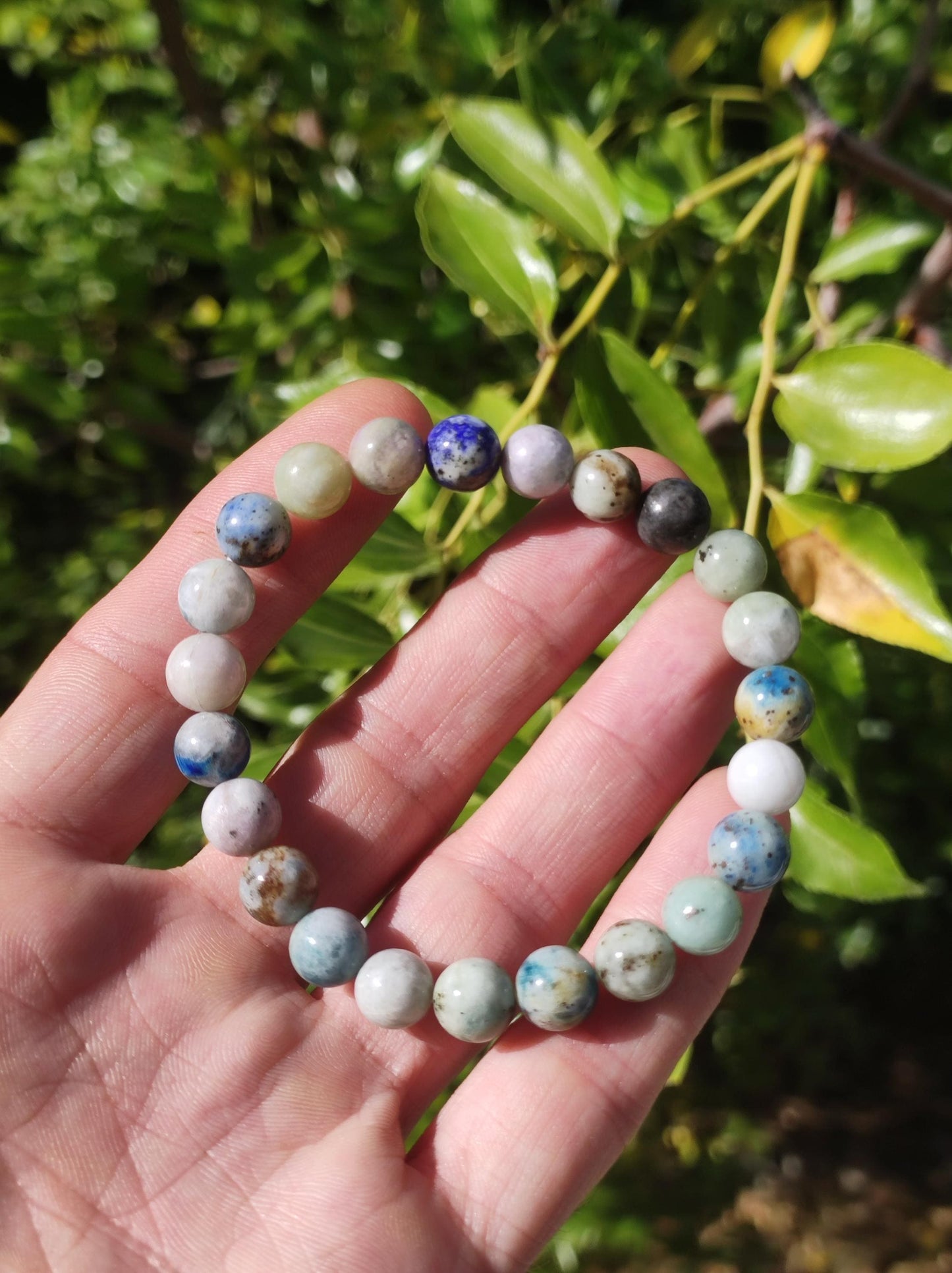 8mm Hackmanite *Rarity* Gemstone Stretch Bracelet Blue Pink White Pearls Crystal Gift Man Woman Rare Healing Stone He She Father Mother