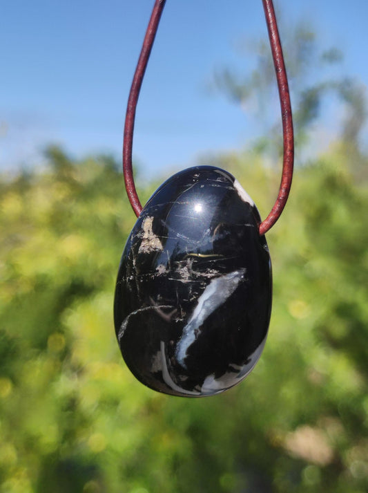 Onyx ~ Gemstone Necklace Black Man Woman Child Gift Him Her Natural Real Energy Jewelry Pendant Lucky Protection Healing Stone Hippie Ethno Boho