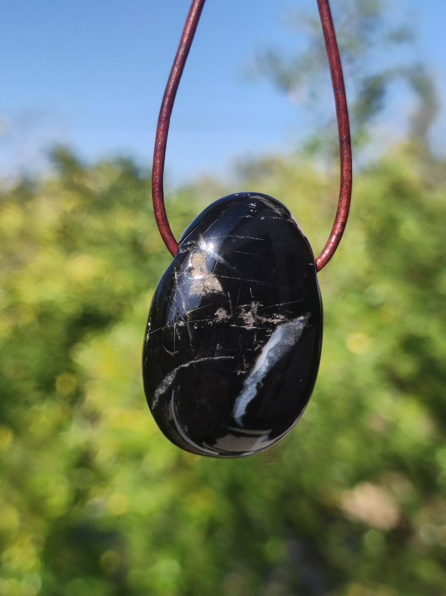 Onyx ~ Gemstone Necklace Black Man Woman Child Gift Him Her Natural Real Energy Jewelry Pendant Lucky Protection Healing Stone Hippie Ethno Boho