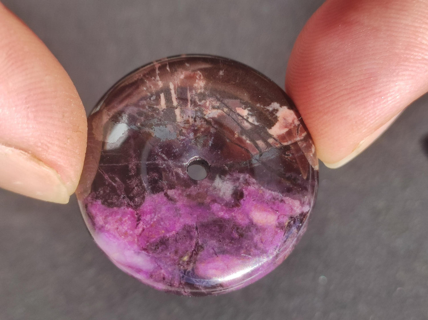 Sugilite protection donut gemstone crystal healing stone rarity rare collector sugilite purple pendant round gift man woman he her friend violet