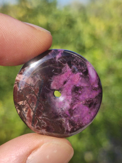 Sugilite protection donut gemstone crystal healing stone rarity rare collector sugilite purple pendant round gift man woman he her friend violet