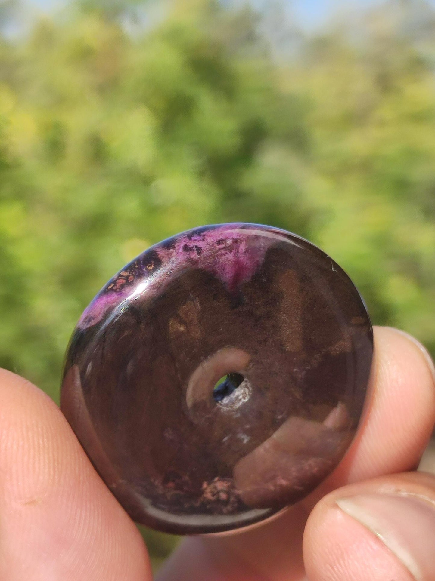 Sugilite protection donut gemstone crystal healing stone rarity rare collector sugilite purple pendant round gift man woman he her friend violet