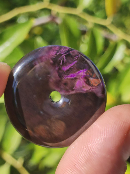 Sugilite protection donut gemstone crystal healing stone rarity rare collector sugilite purple pendant round gift man woman he her friend violet