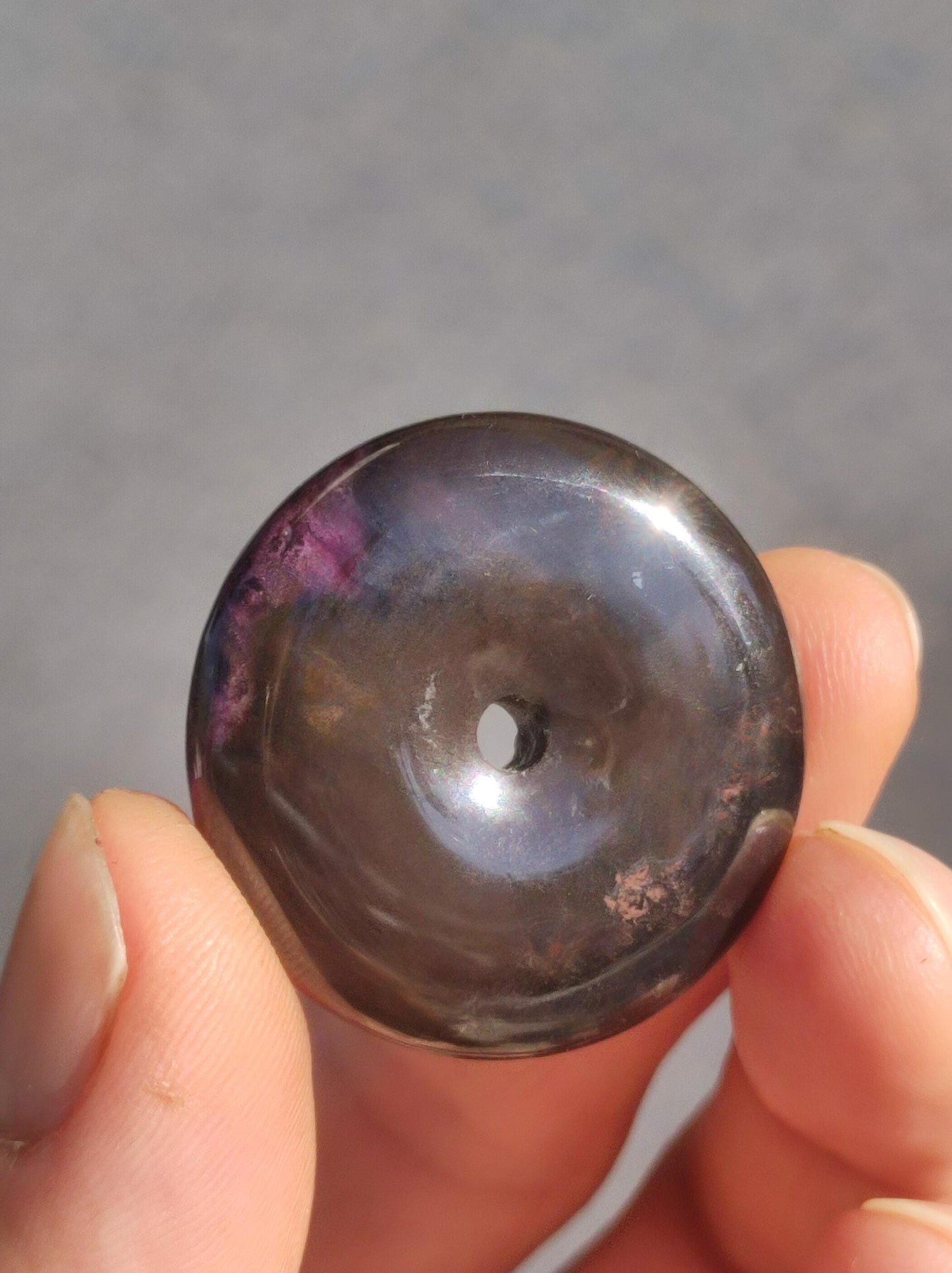 Sugilite protection donut gemstone crystal healing stone rarity rare collector sugilite purple pendant round gift man woman he her friend violet