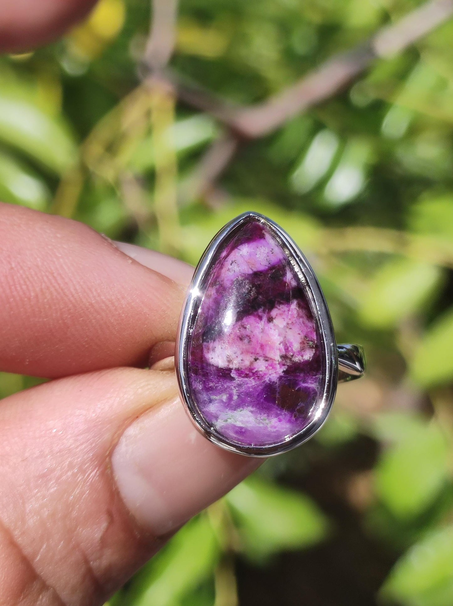 Sugilite Ring - 925 Sterling Silver - Gemstone Purple Healing Stone Natural Cabochon Woman Gift Her Mother's Day Grandma Christmas Crystal Rare