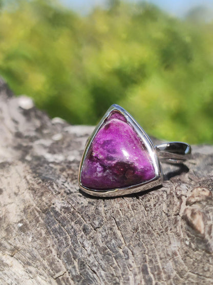 Sugilite Ring - 925 Sterling Silver - Gemstone Purple Healing Stone Natural Cabochon Woman Gift Her Mother's Day Grandma Christmas Crystal Rare