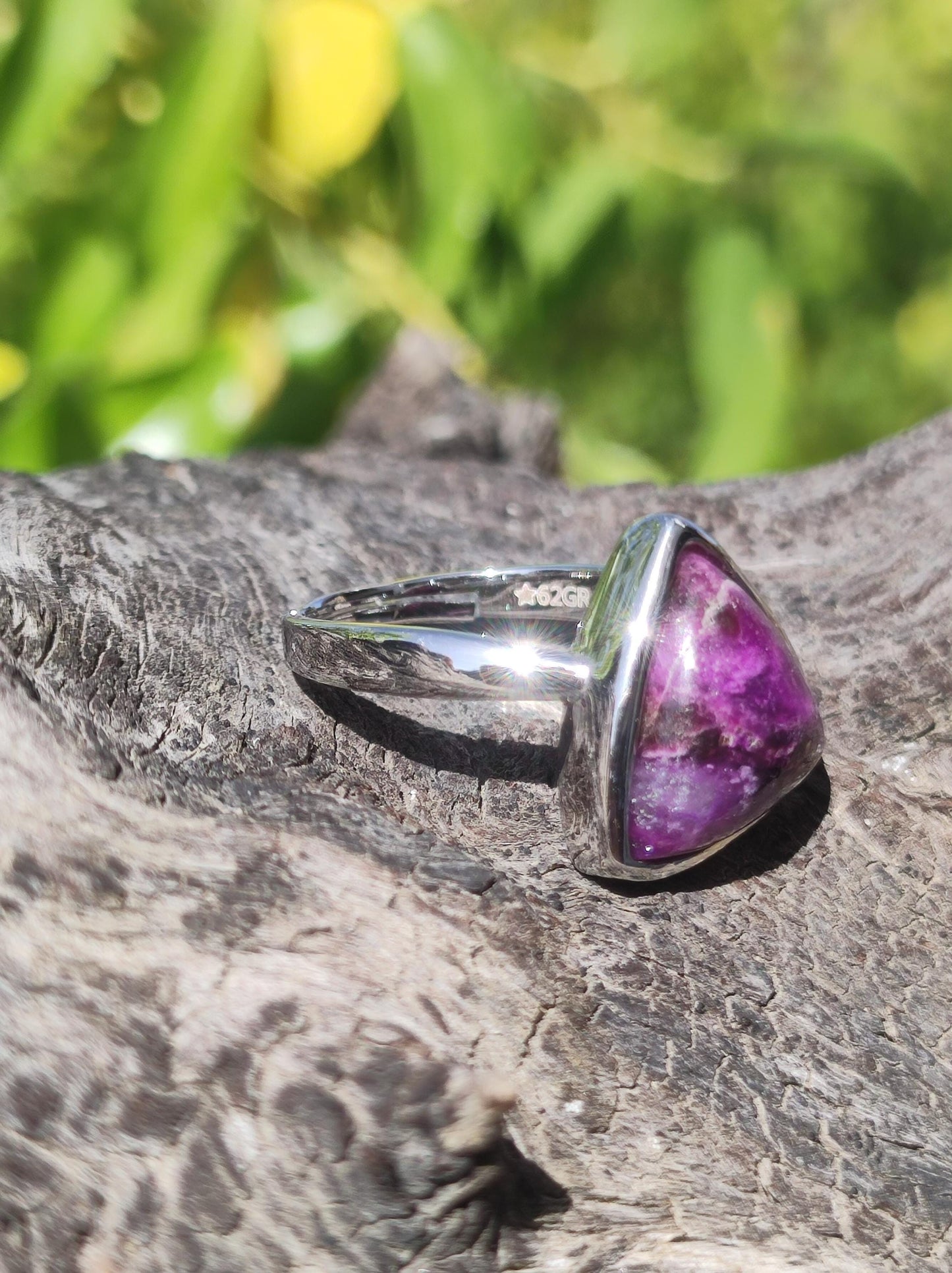 Sugilite Ring - 925 Sterling Silver - Gemstone Purple Healing Stone Natural Cabochon Woman Gift Her Mother's Day Grandma Christmas Crystal Rare