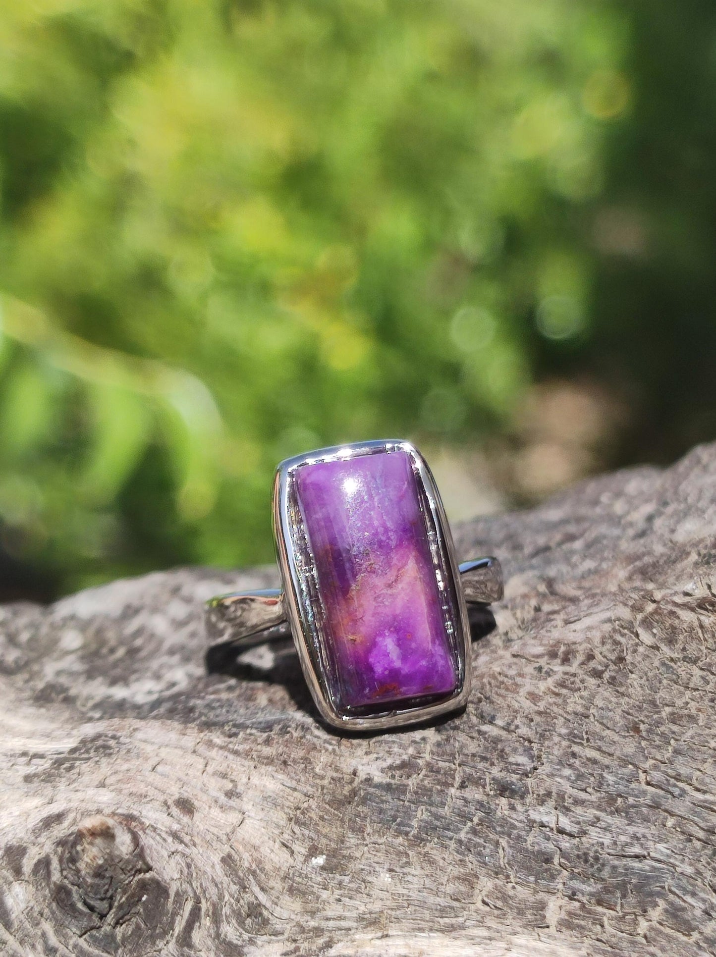 Sugilite Ring - 925 Sterling Silver - Gemstone Purple Healing Stone Natural Cabochon Woman Gift Her Mother's Day Grandma Christmas Crystal Rare