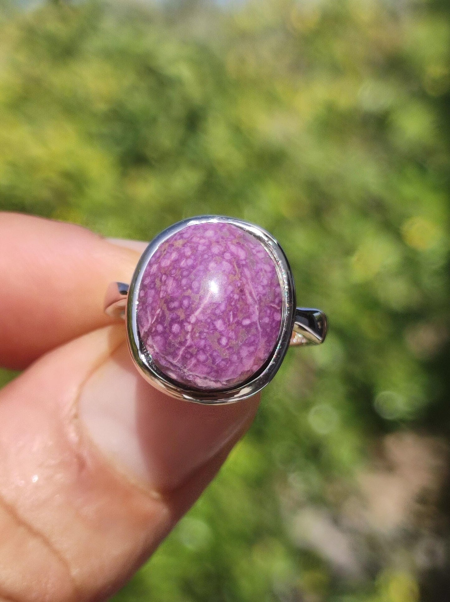 Sugilite Ring - 925 Sterling Silver - Gemstone Purple Healing Stone Natural Cabochon Woman Gift Her Mother's Day Grandma Christmas Crystal Rare