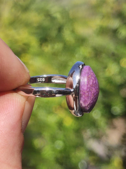 Sugilite Ring - 925 Sterling Silver - Gemstone Purple Healing Stone Natural Cabochon Woman Gift Her Mother's Day Grandma Christmas Crystal Rare