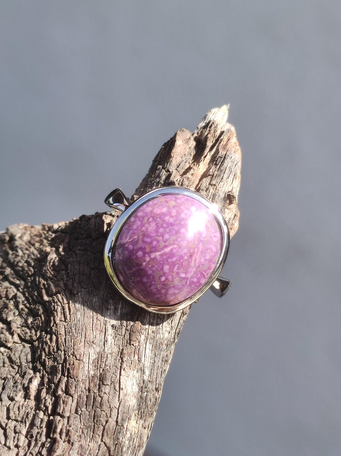 Sugilite Ring - 925 Sterling Silver - Gemstone Purple Healing Stone Natural Cabochon Woman Gift Her Mother's Day Grandma Christmas Crystal Rare