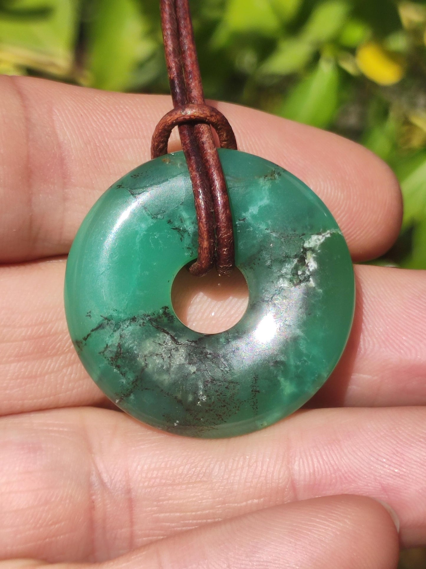 Chrysoprase ~ Collier de pierres précieuses vertes pierre de guérison naturelle symbole de protection homme femme bonheur HIPPIE GOA Boho Tibet Ethno Nature rareté cadeau lui elle