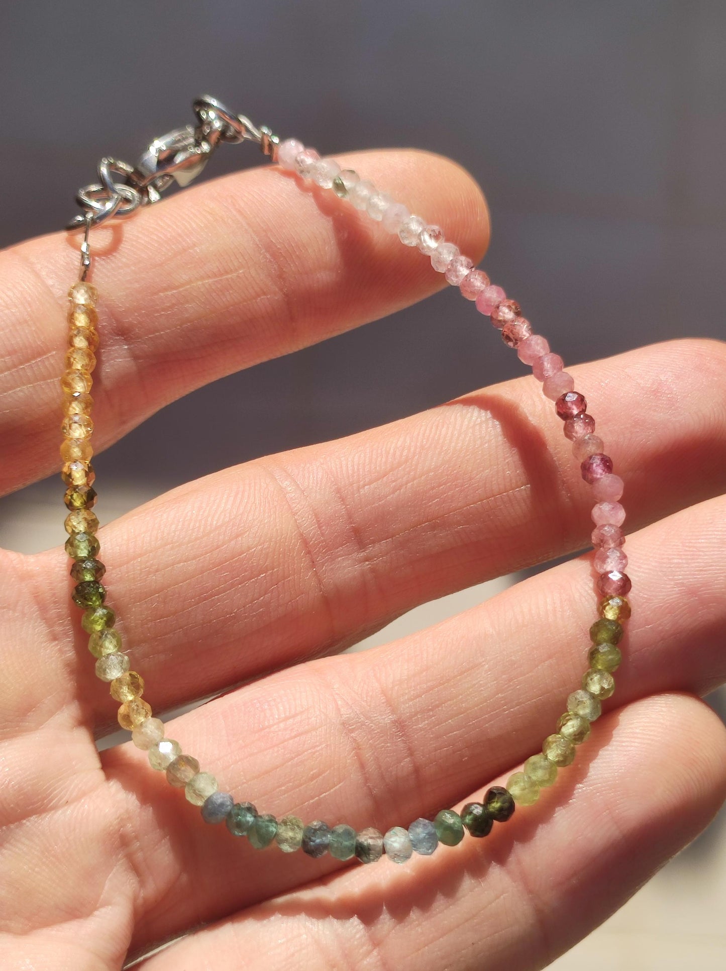 Tourmaline colorful AAA - gemstone bracelet 3mm beads healing stone energy nature real rarity unique rare jewelry woman man him her mother gift