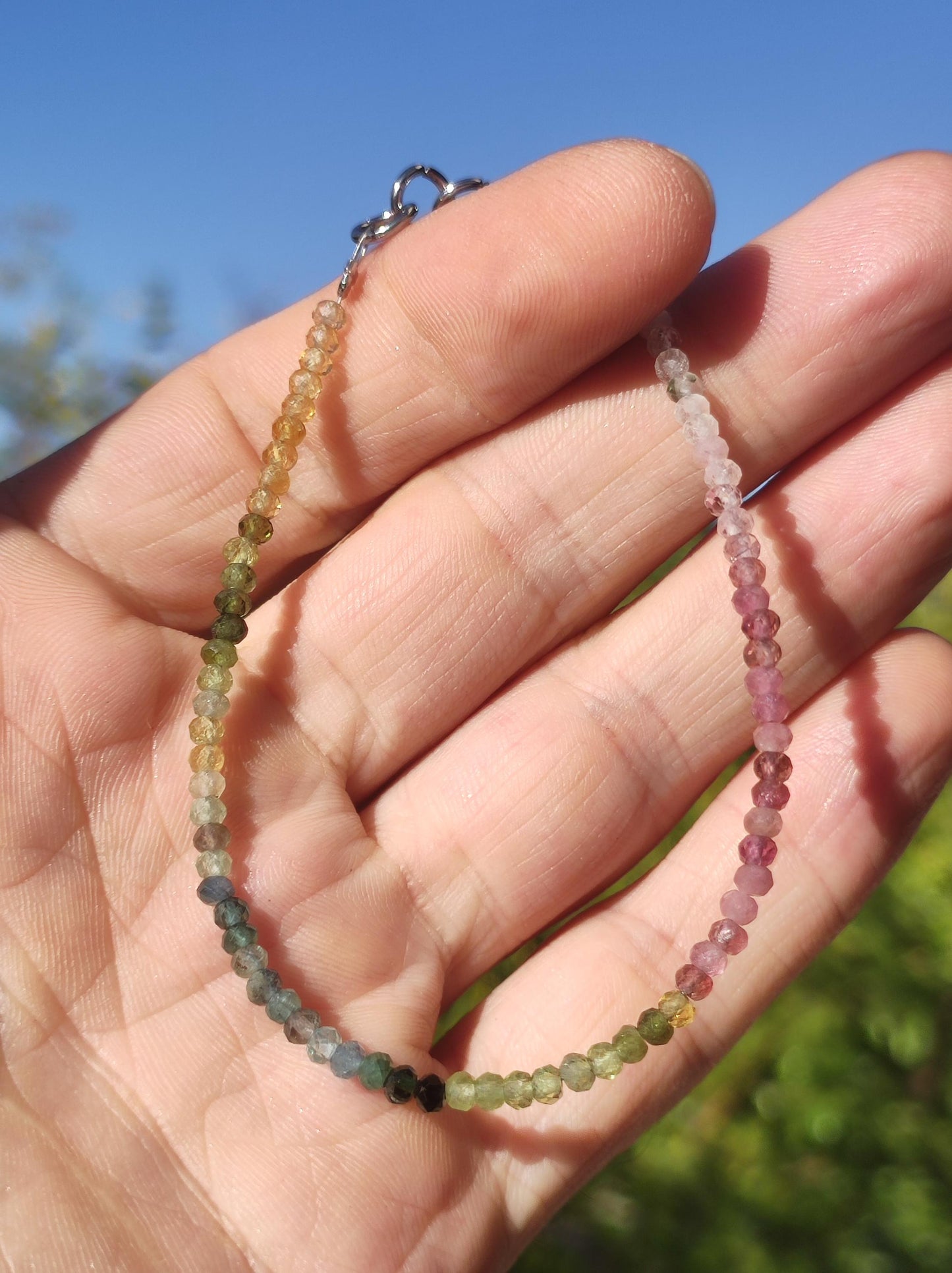 Tourmaline colorful AAA - gemstone bracelet 3mm beads healing stone energy nature real rarity unique rare jewelry woman man him her mother gift