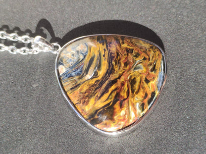 Pietersite gold - 925 Sterling Silber Edelstein Kette Natur Schutz Rarität Heilstein Kristall Mann Frau Er Sie Geschenk Schimmer Reflektion