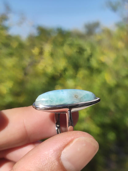 Larimar 925 Silver Ring "Atlantis Stone" Gemstone Blue Nature Sea Sky Set Energy Power Rarity Rare Woman Mother Her Grandma Gift