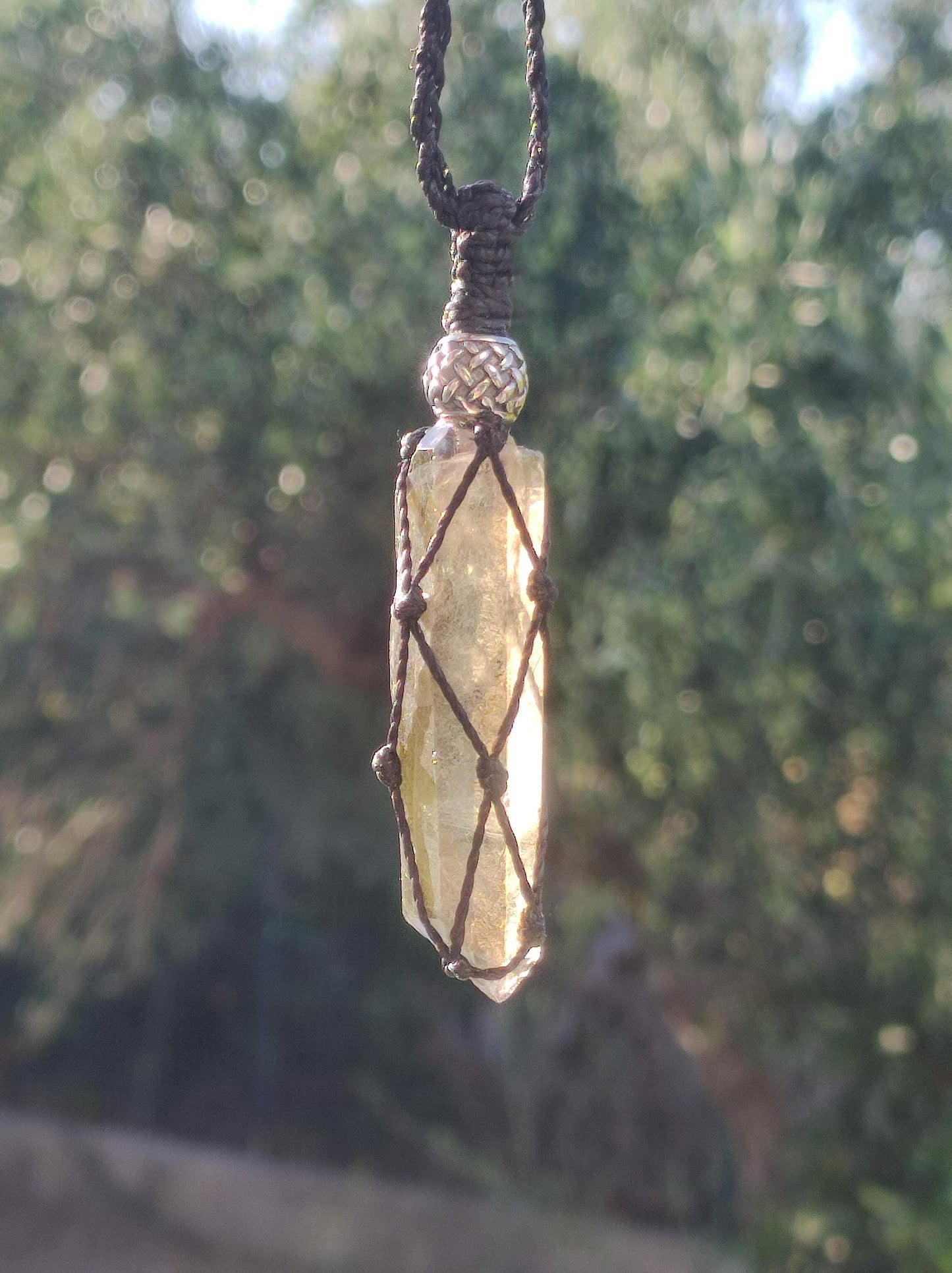 Dentelle de quartz fumé ~ Collier de pierres précieuses en macramé ~ HIPPIE ~ GOA ~ Boho ~ Ethno ~ Nature ~ Pierre de guérison