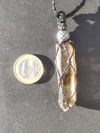 Dentelle de quartz fumé ~ Collier de pierres précieuses en macramé ~ HIPPIE ~ GOA ~ Boho ~ Ethno ~ Nature ~ Pierre de guérison