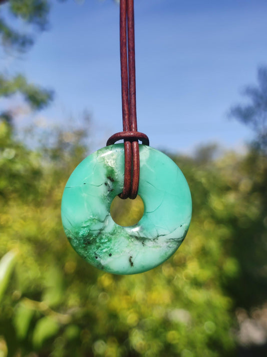 Chrysoprase ~ Edelstein Kette grün Natur Heilstein Schutzsymbol Mann Frau Glück HIPPIE GOA Boho Tibet Ethno Natur Rarität Geschenk Er Sie