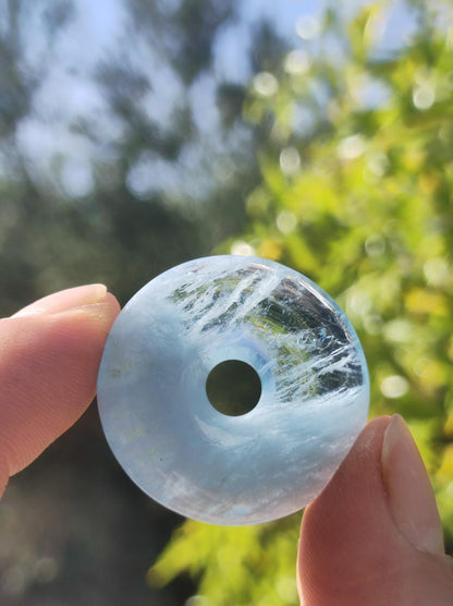 Aquamarin AAA 30mm Edelstein Donut Kette blau Rarität Natur Heilstein Kristall Anhänger Mann Frau Kind Er Sie Bruder Geschenk Qualität