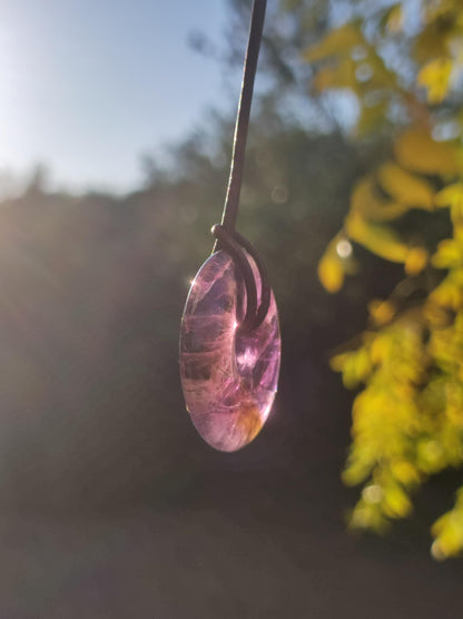 Amétrine (Améthyste et Citrine) ~ Collier de donuts en pierres précieuses Violet Pierre de guérison Symbole de protection Homme Femme Bonheur HIPPIE GOA Boho Ethnique Naturel Rareté Cadeau